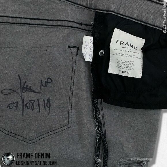 FRAME DENIM LE SKINNY SATINE DESTROYED JEANS IN GREY’S INN DARK GREY SIZE 27 - Picture 9 of 13